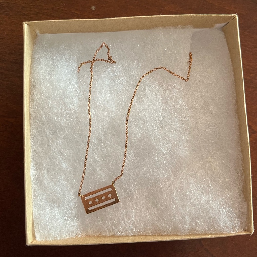 ROSE GOLD CHICAGO FLAG NECKLACE - Picture 2 of 2
